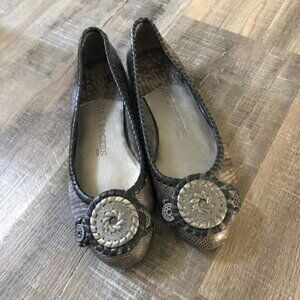Jack Rogers Dakota Snakeskin Animal Print Coin Medallion Flats 6